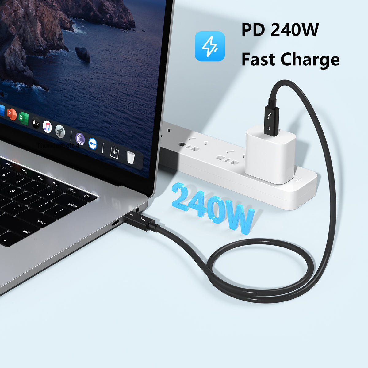 Thunderbolt 4 Cable for Lenovo ThinkPad X1 Yoga Legion - 40Gbps 8K 240W