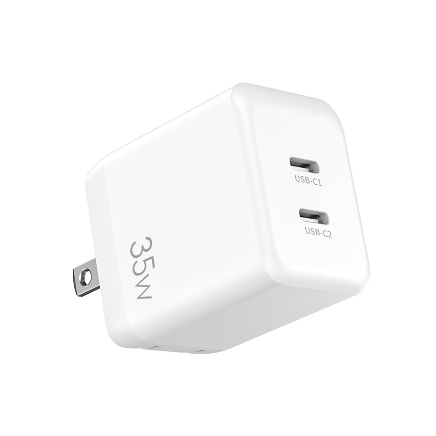 Pocxwa 35W Dual USB-C GaN Charger - Fast Compact Foldable Wall Charger for iPhone 15/14, iPad Pro