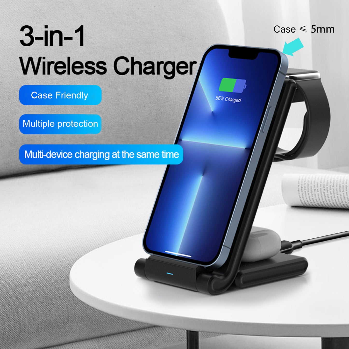 3 in 1 Wireless Charging Station for iPhone & AirPods Pro