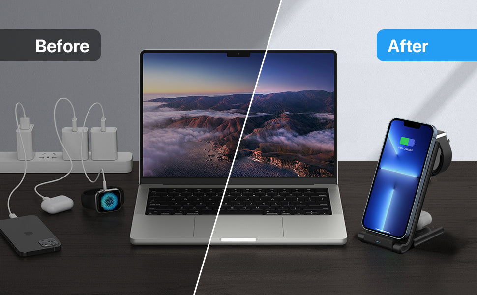 3 in 1 Wireless Charging Station for iPhone & AirPods Pro