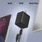 Pocxwa 35W Dual USB-C GaN Charger - Fast Compact Foldable Wall Charger for iPhone 15/14, iPad Pro