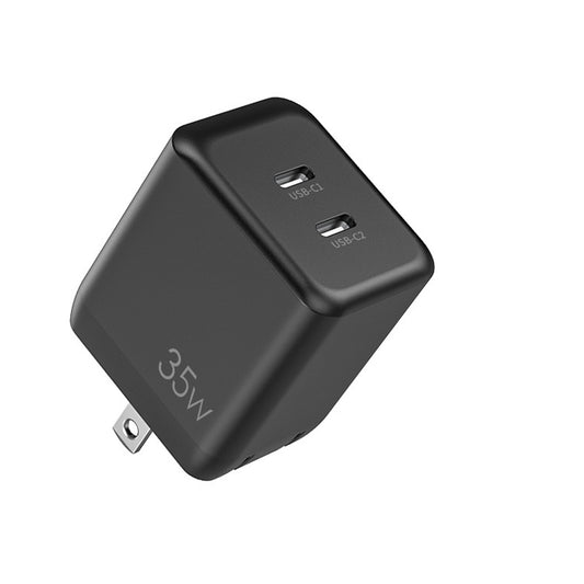Pocxwa 35W Dual USB-C GaN Charger - Fast Compact Foldable Wall Charger for iPhone 15/14, iPad Pro
