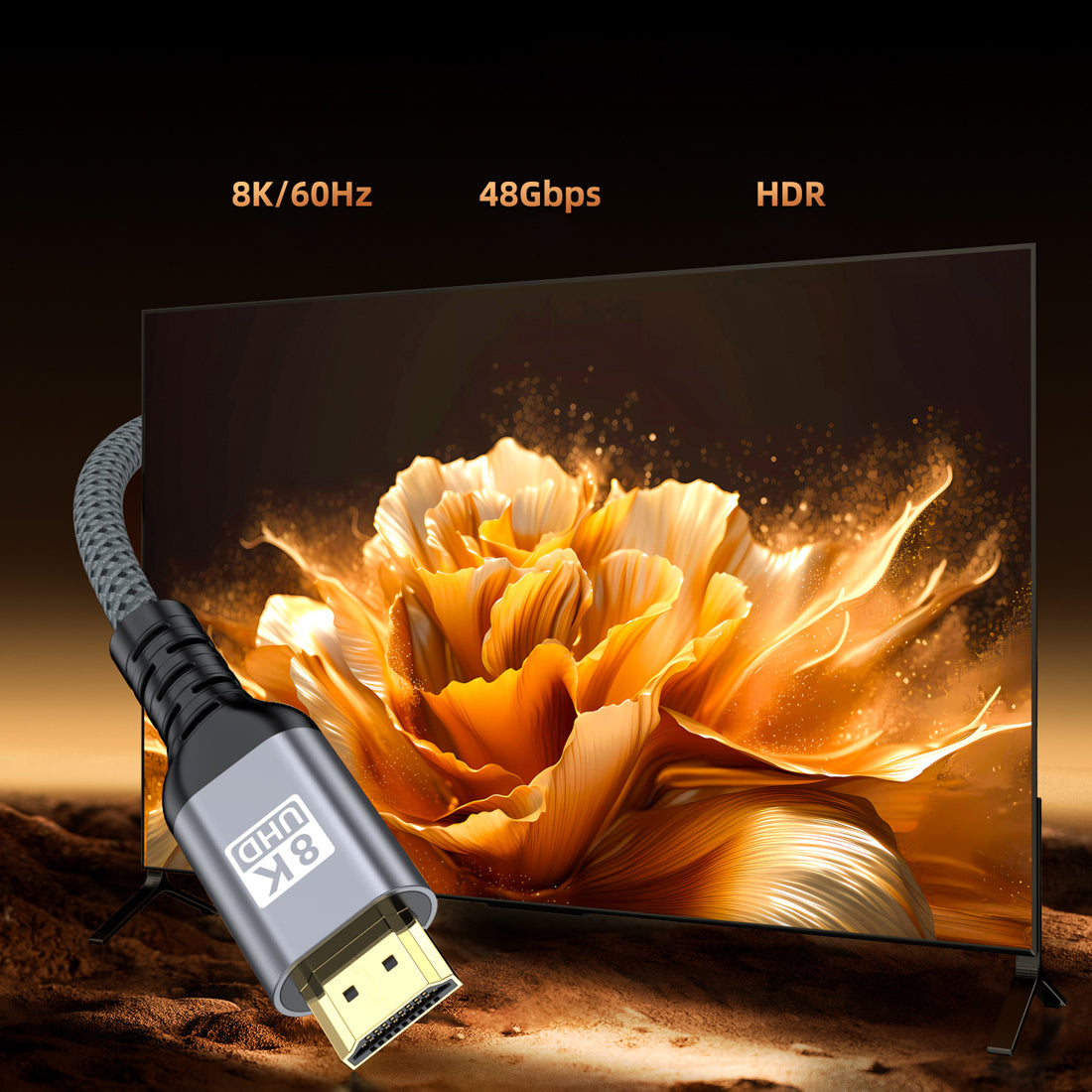 Pocxwa 4K 240HZ HDMI 2.1 Cable, 48Gbps Ultra High Speed Braided Cord