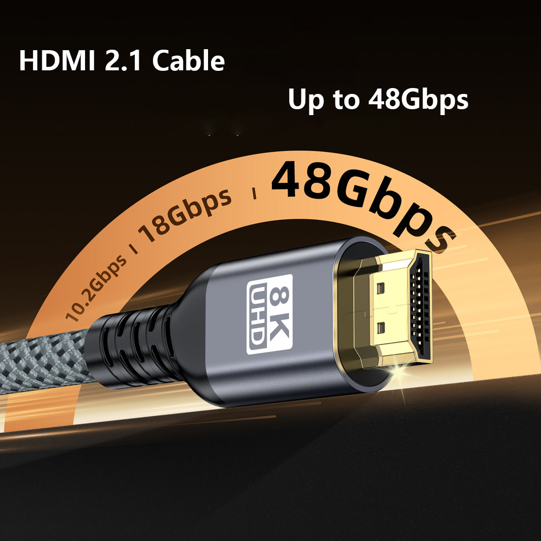Pocxwa 4K 240HZ HDMI 2.1 Cable, 48Gbps Ultra High Speed Braided Cord