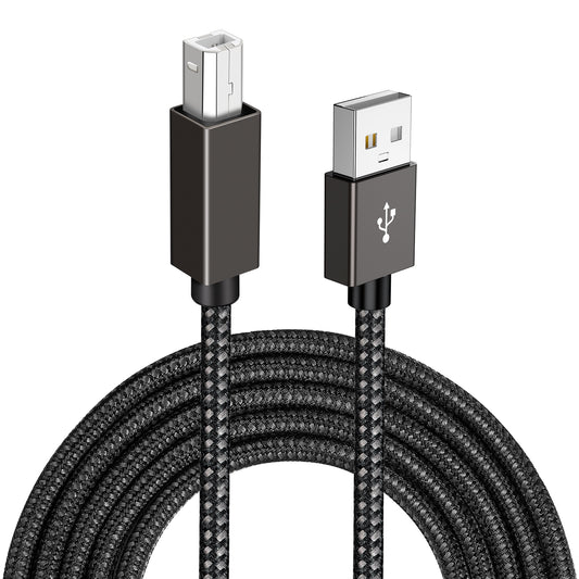 USB 2.0 A Male to B Male Braided Printer Cable - High-Speed Printer Cable Compatible with HP, Canon, Epson, Brother