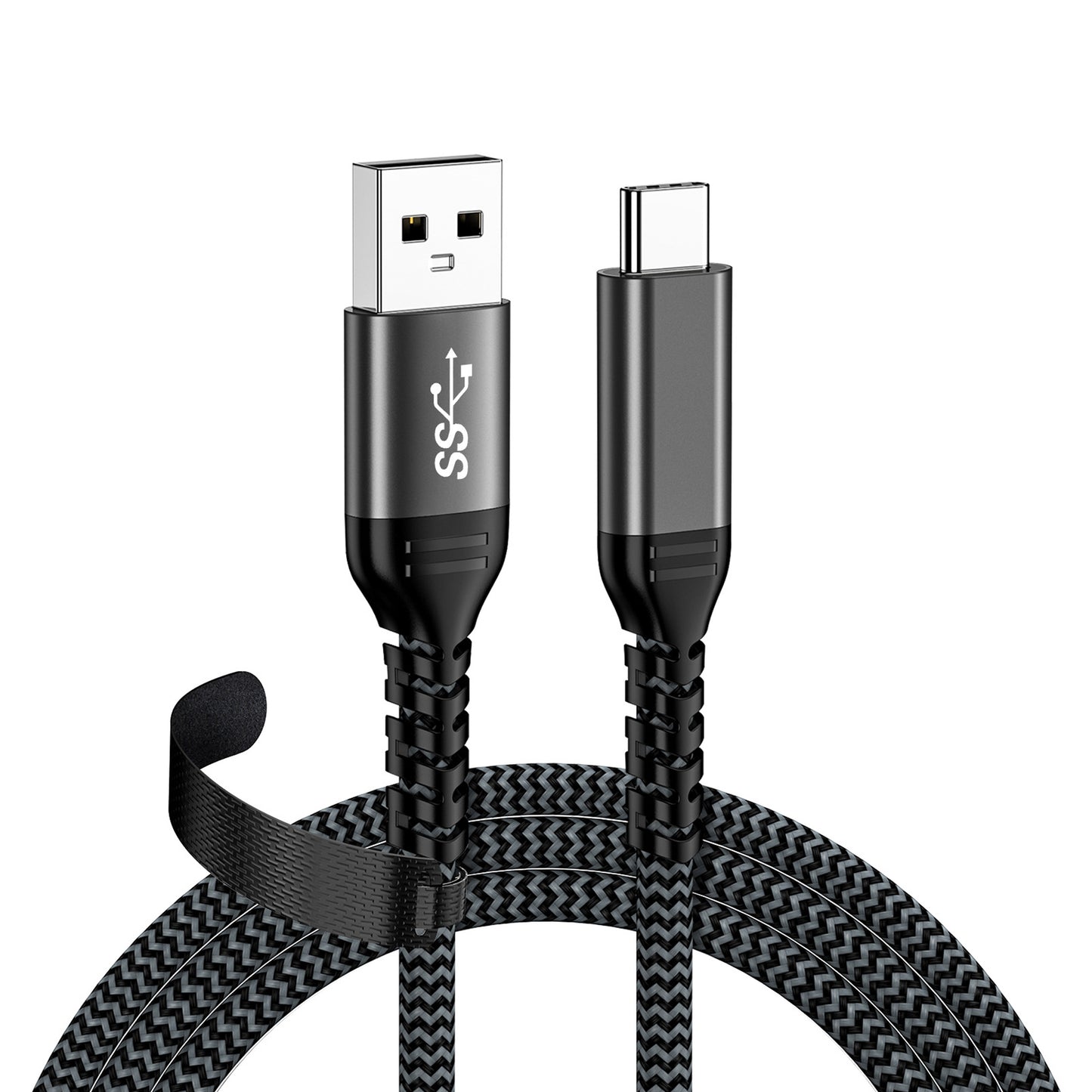 Pocxwa USB A to USB C Cable 10Gbps - Braided USB 3.2 Gen 2 60W Fast Charging Data Cable for Portable SSD, Hard Drive, Samsung T7