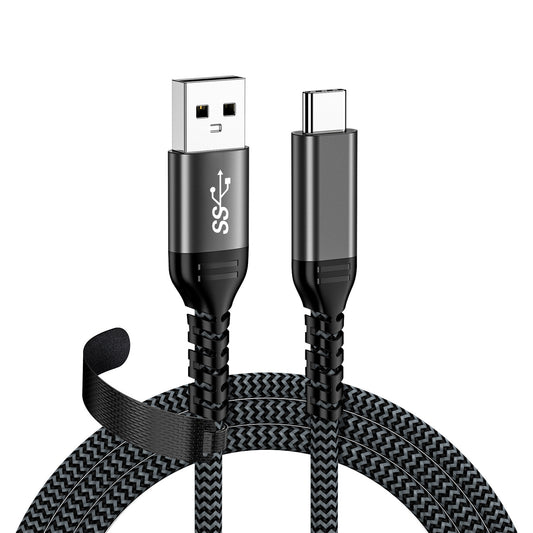 Pocxwa USB A to USB C Cable 10Gbps - Braided USB 3.2 Gen 2 60W Fast Charging Data Cable for Portable SSD, Hard Drive, Samsung T7