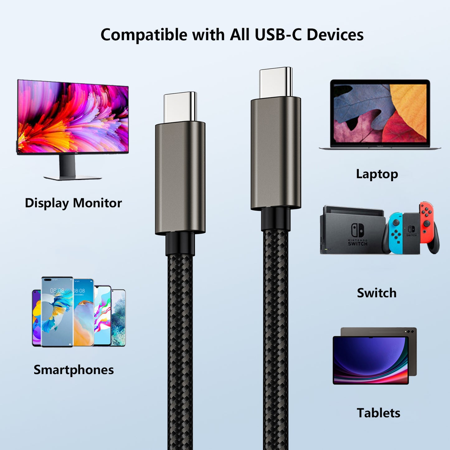 USB C to USB C 3.2 Gen 2 Braided Cable 240W for Macbook