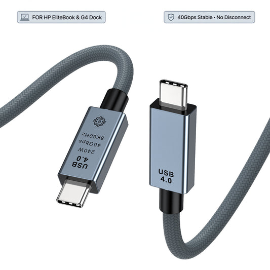 USB4 Cable for HP EliteBook & Thunderbolt G4 Dock - 40Gbps Stable for Business Meeting, 240W, 8K@60Hz