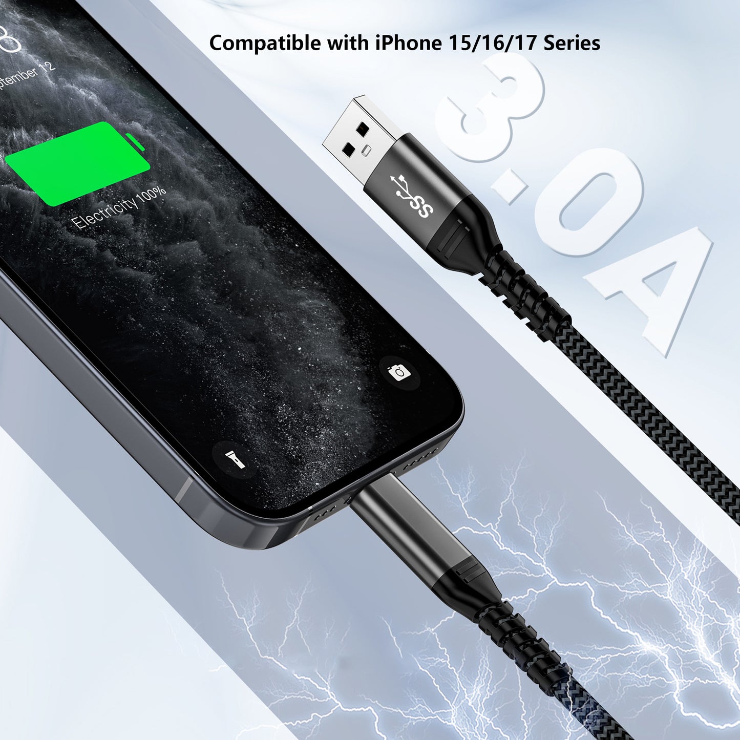 Pocxwa USB A to USB C Cable 10Gbps - Braided USB 3.2 Gen 2 60W Fast Charging Data Cable for Portable SSD, Hard Drive, Samsung T7